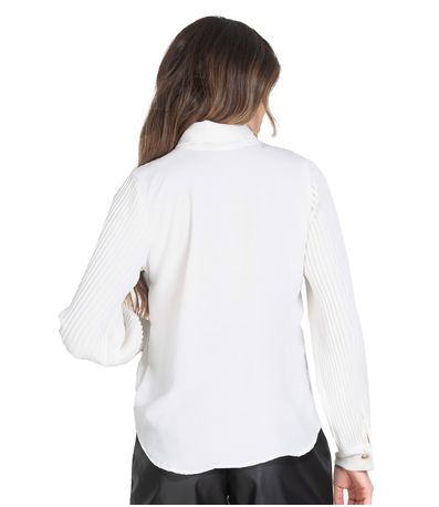Camisa Feminina Manga Plissada Select Bege