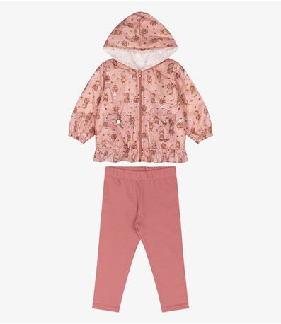 Conjunto Jaqueta Com Capuz e Legging Trick Nick Rosa