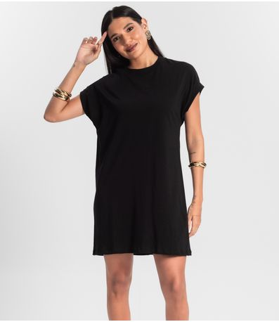 Vestido Feminino Curto Meia Malha Preto