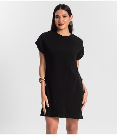 Vestido Feminino Curto Meia Malha Preto