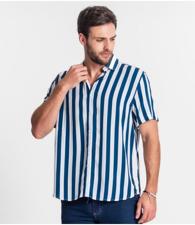 Camisa Masculina Florida Com Botões Select Azul