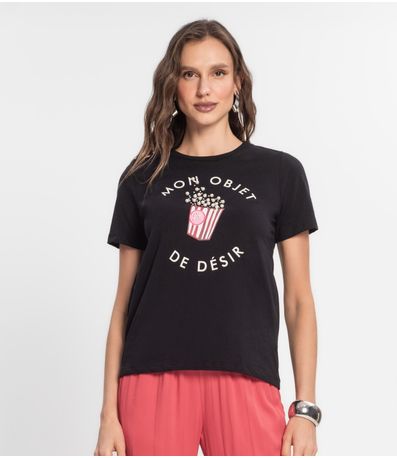 Camiseta Feminina Em Meia Malha Endless Preto