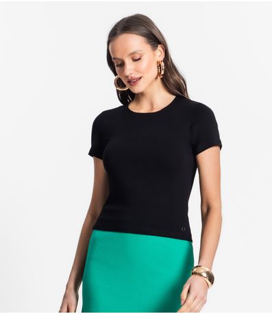 Blusa De Viscotorcion Básica Feminina Endless Preto