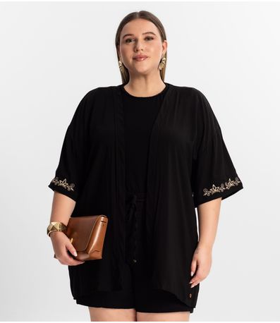 Kimono Plus Size Secret Glam Preto