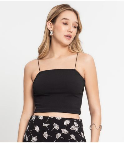 Conjunto Feminino Saia Estampada e Cropped Select Preto
