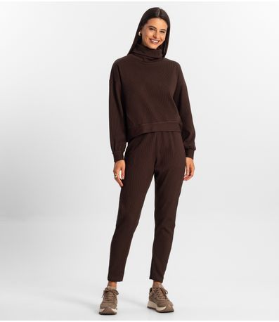 Conjunto Blusão com Calça Feminino Rovitex Marrom