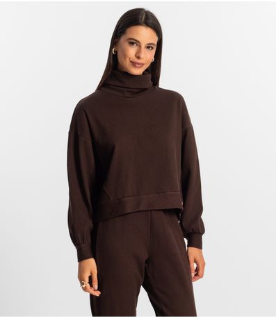 Conjunto Blusão com Calça Feminino Rovitex Marrom