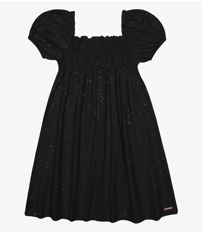 Vestido Curto Lastex Cotton Glitter Trick Nick Preto