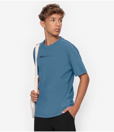 Camiseta Juvenil Em Meia Malha Masculina Minty Azul