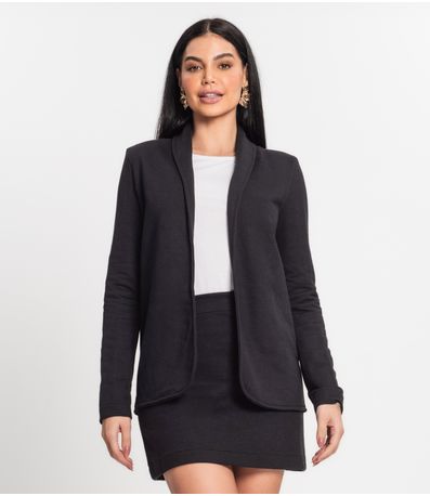 Blazer Feminino Em Moletom Alfaiataria Kohmar Preto