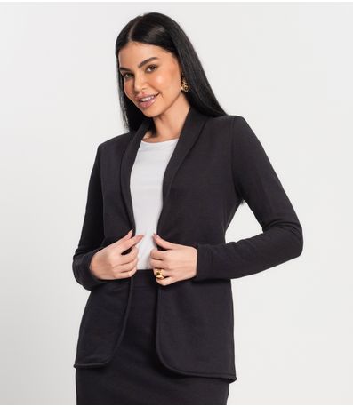 Blazer Feminino Em Moletom Alfaiataria Kohmar Preto