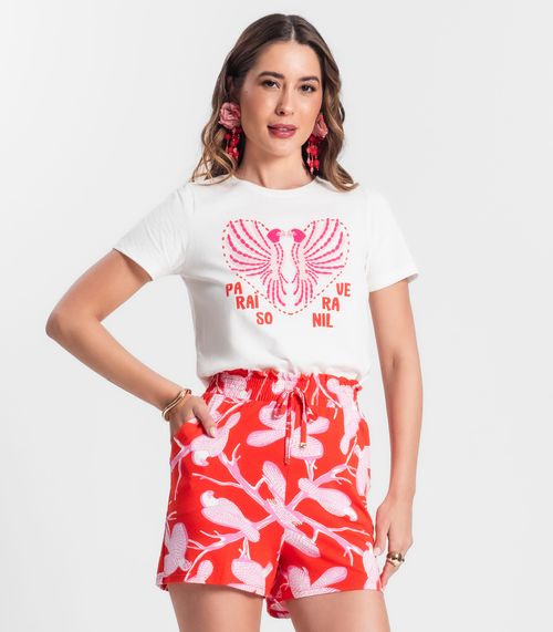 Blusa Manga Curta Feminina Rovitex Bege