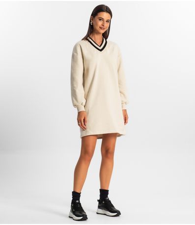Vestido Feminino Moletom Rovitex Bege