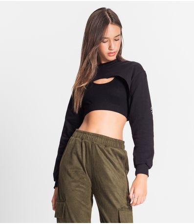 Conjunto Blusão Com Top Juvenil Feminino Minty Preto
