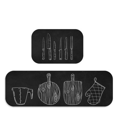 Jogo De Tapetes Para Cozinha Wevans Preto