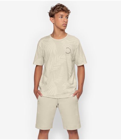 Bermuda Juvenil Em Moletom Masculina Minty Bege