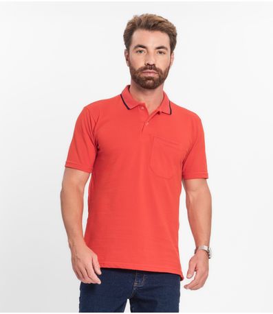 Polo Básica Lisas Com Detalhe Select Vermelho