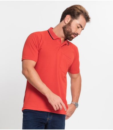 Polo Básica Lisas Com Detalhe Select Vermelho
