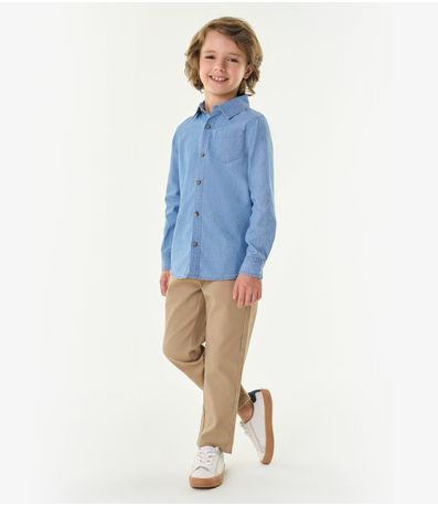 Calça Infantil Masculina Em Sarja Trick Nick Marrom