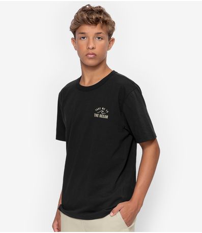 Camiseta Juvenil Estampada Masculina Minty Preto