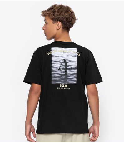 Camiseta Juvenil Estampada Masculina Minty Preto