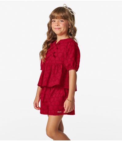 Conjunto Bata com Short em viscose KhyarTrick Nick Vermelho
