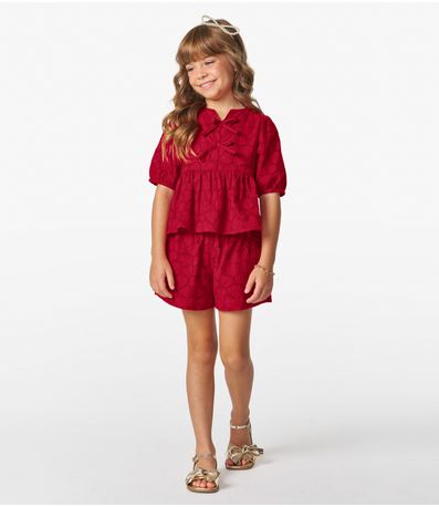 Conjunto Bata com Short em viscose KhyarTrick Nick Vermelho