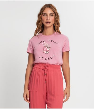 Camiseta Feminina Em Meia Malha Endless Rosa
