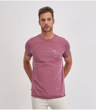 Camiseta Masculina Em Meia Malha Estampada Kohmar Rosa