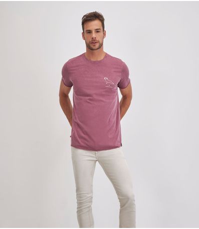 Camiseta Masculina Em Meia Malha Estampada Kohmar Rosa