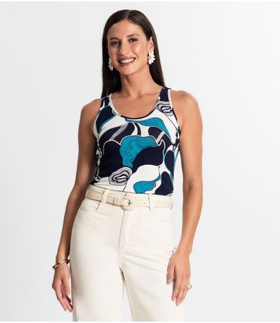 Regata Feminina Estampada Rovitex Azul