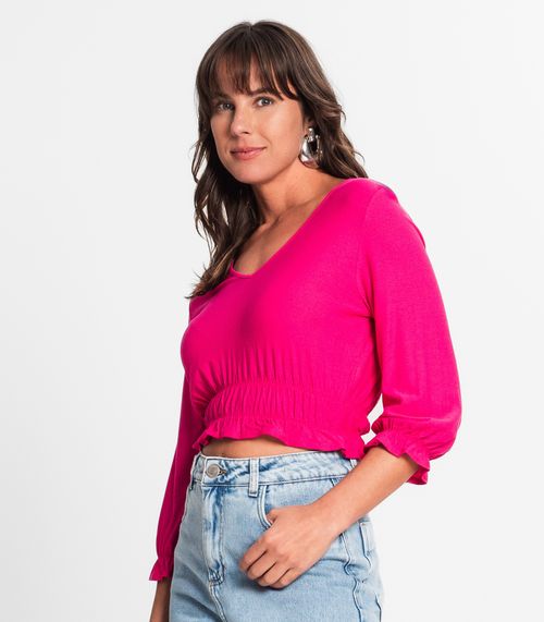 Blusa Feminina Manga 3/4 Rovitex Rosa