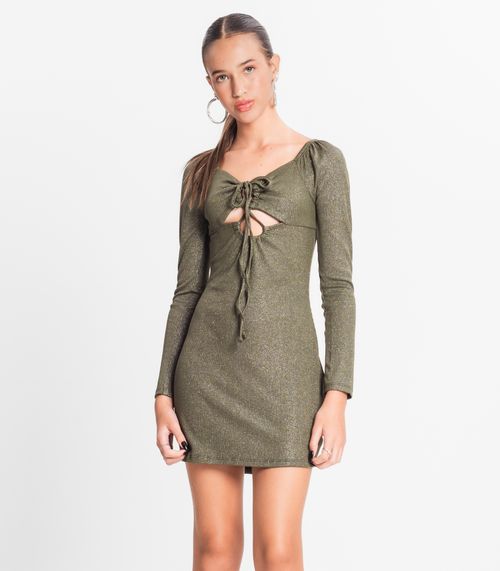 Vestido Juvenil Em Ribana Canelada Lurex Minty Verde