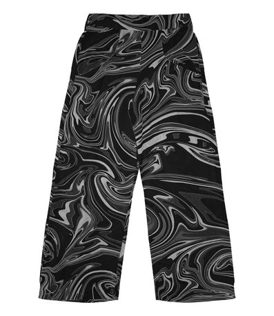 Calça Pantalona Estampada Juvenil Minty Preto