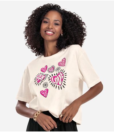 Camiseta Feminina T- Shirt Meia Malha Rovitex Bege