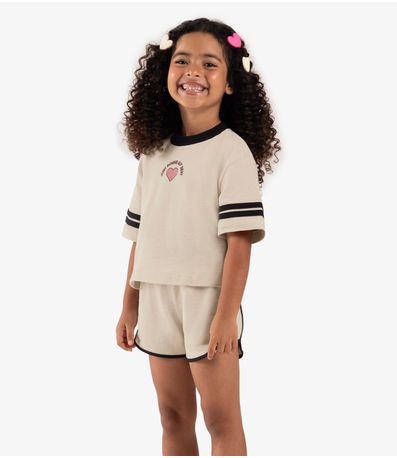 Conjunto Infantil Blusa Com Shorts Rovi Kids Bege