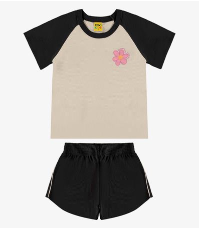 Conjunto Infantil Blusa Com Shorts Rovi Kids Preto