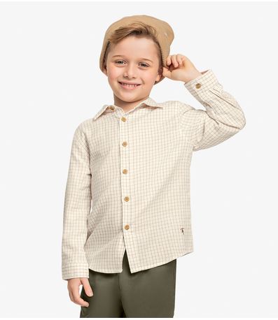 Camisa Infantil Masculina Manga Longa Trick Nick Bege