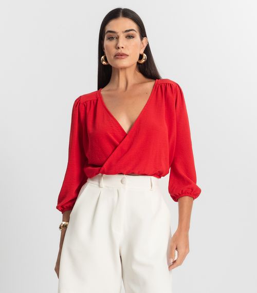 Blusa Feminina Manga 3/4 Rovitex Vermelho