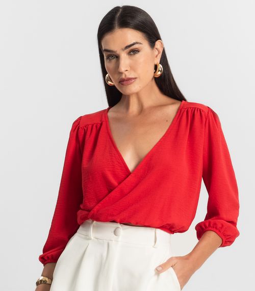 Blusa Feminina Manga 3/4 Rovitex Vermelho