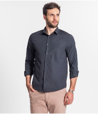 Camisa Social Masculina Select Cinza