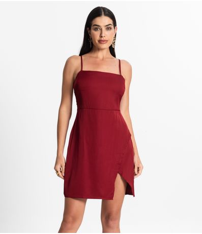 Vestido Feminino Curto Alcinha Com Fenda Style Box Vermelho