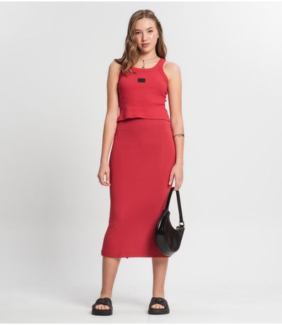 Conjunto Juvenil Regata Com Saia Midi Ribana Minty Vermelho