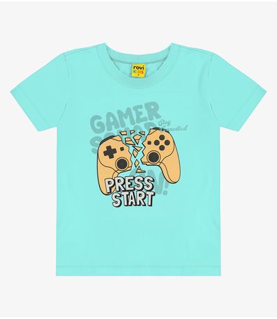 Camiseta Infantil Meia Malha Rovi Kids Azul