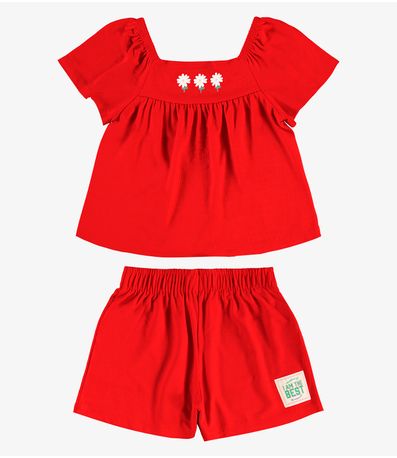 Conjunto Blusa c/ Shorts Visco Maquineta Rovi Kids Laranja