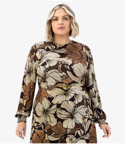 Vestido Curto Plus Size Secret Glam Marrom