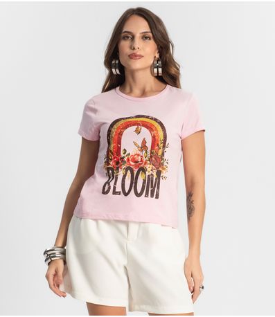Blusa Baby Look Feminina Estampada Select Rosa