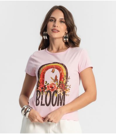 Blusa Baby Look Feminina Estampada Select Rosa