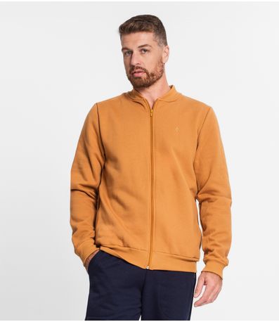 Jaqueta Plus Size Masculina Em Moletom Diametro Marrom