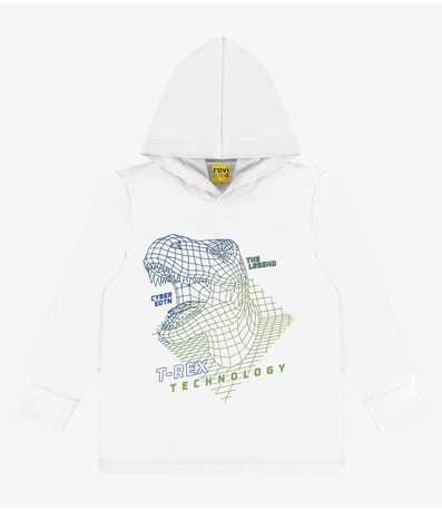 Camiseta Infantil Manga Longa Com Capuz Rovi Kids Branco